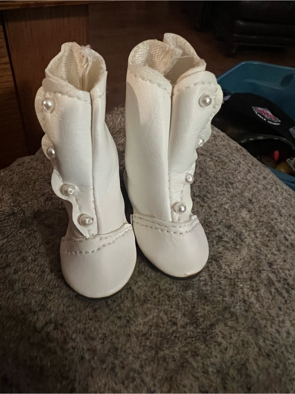 White Pearl-Accent Kids Doll Boots